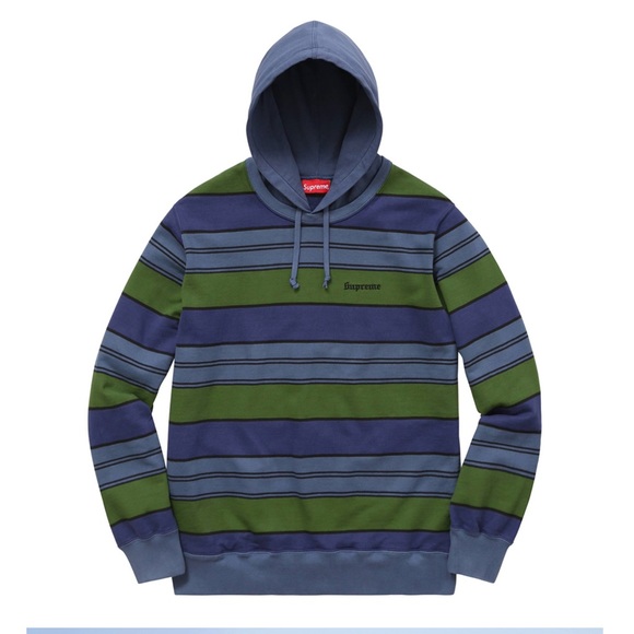 supreme striped hooded crewneck